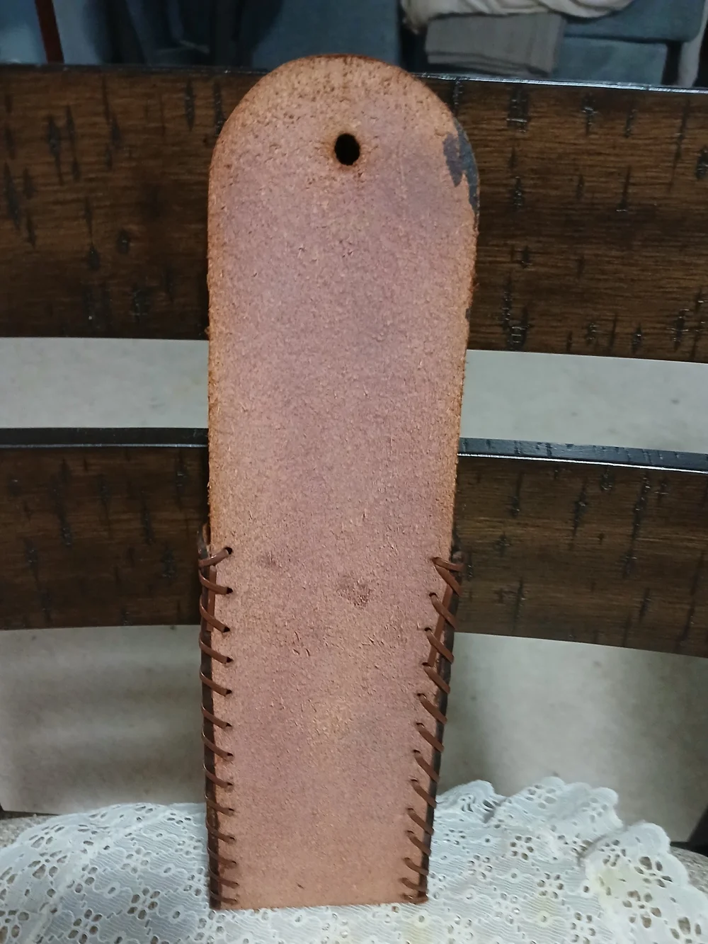 Brown Leather Wall Pocket with Painted Horse Accent